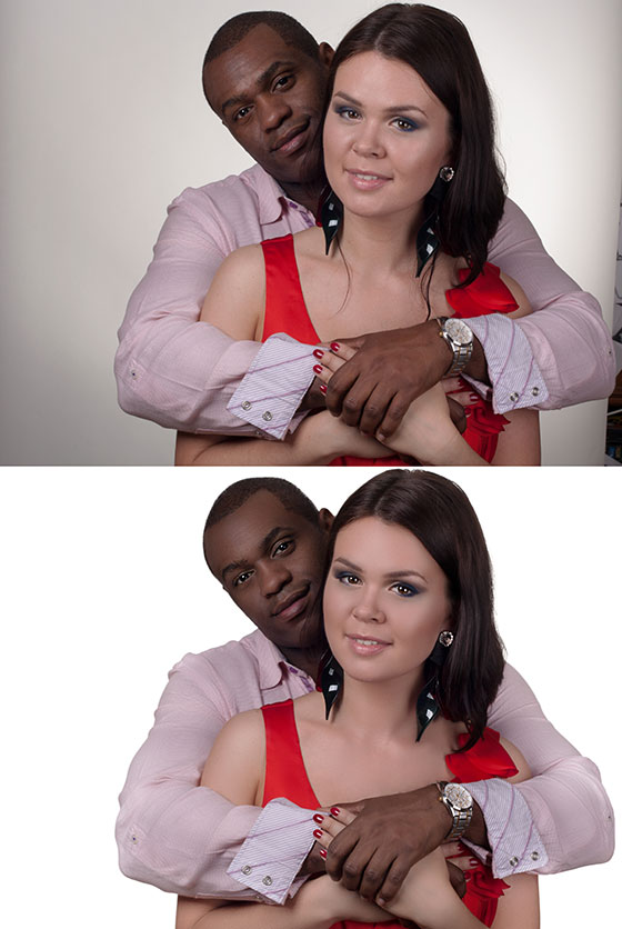 Model couple retouch before-after