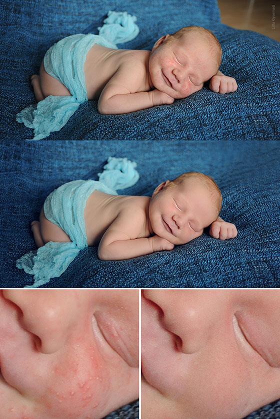 Newborn retouching before-after