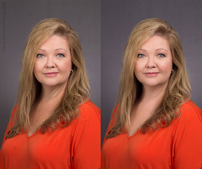 Portrait retouch woman before after
