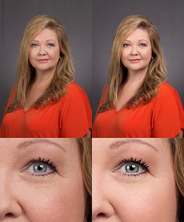 Headshot retouching before - after
